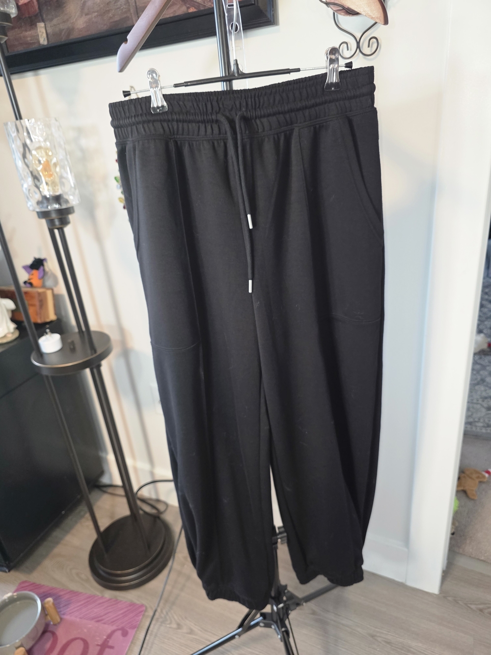 Polyester jogger pants, Scoop brand, drawstring waist with elastic cuffs